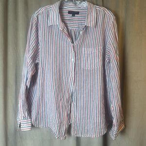 Banana Republic Quinn Boy fit  Striped Button Down Shirt linen blend